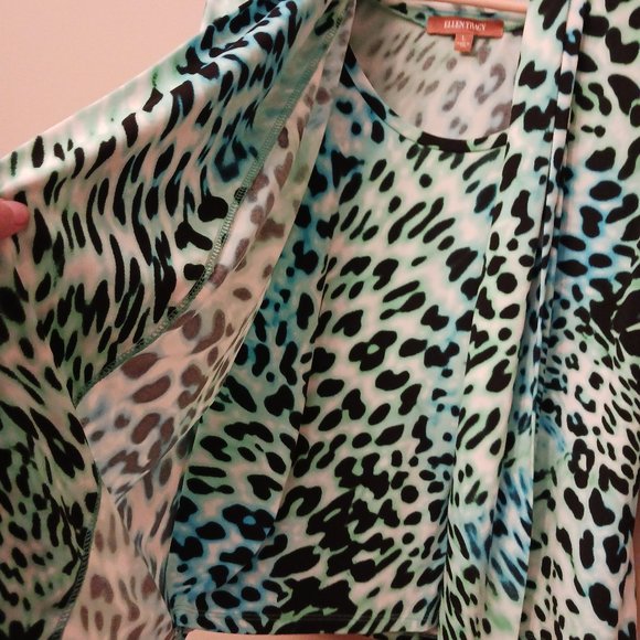 2PC summery tank & jacket set cheetah print w/3/4 sleeve Sz L EUC - Picture 9 of 9